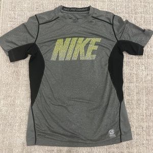 Nike Pro Combat Dri Fit Short Sleeve Fitted T-Shirt Gray Youth Boy’s Small M